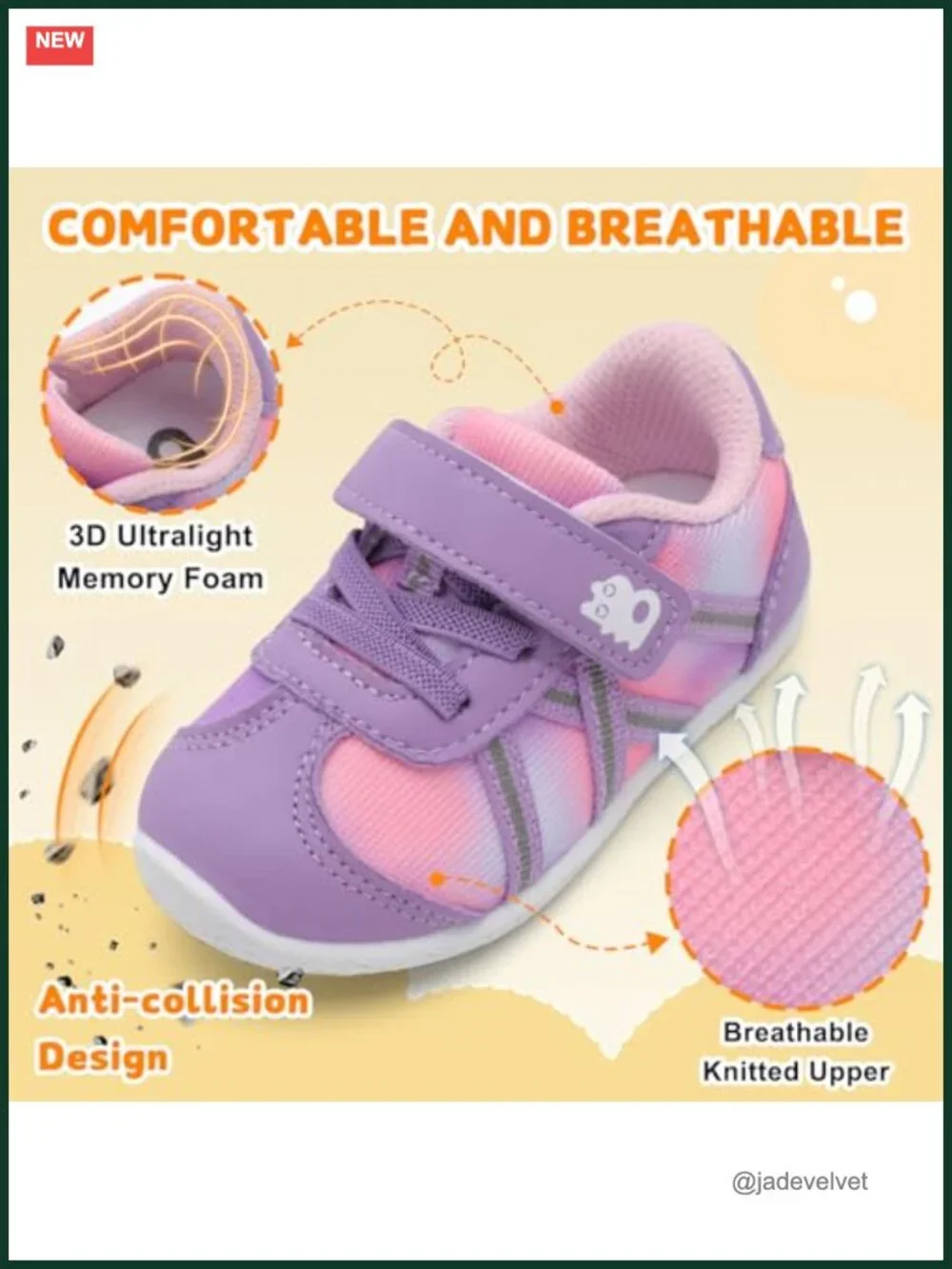 Toddler Walking Shoes Breathable Mesh Non-Slip Barefoot Sneakers Hook & Loop